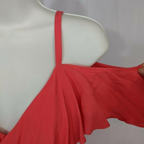 Cupcakes and Cashmere Coral Ruffled Wrap Dress M - Picture 7 of 7